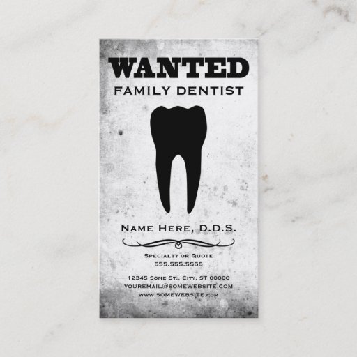 Customizable wanted : family dentist business card template