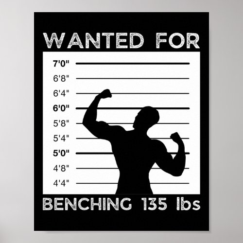 Wanted For Benching 135 lbs Workout Gear Poster