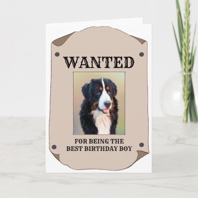 Wanted For Eating Homework Custom Dog Photo Card (Front)