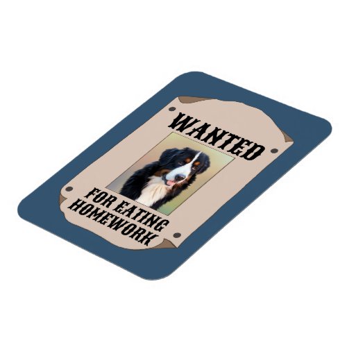 Wanted For Eating Homework Custom Dog Photo Magnet
