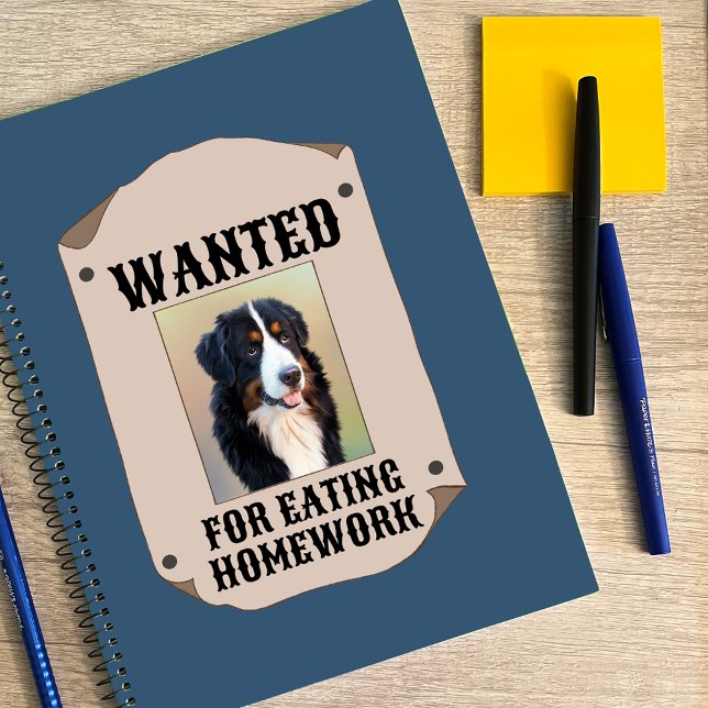 Wanted For Eating Homework Custom Dog Photo Notebook (Creator Uploaded)