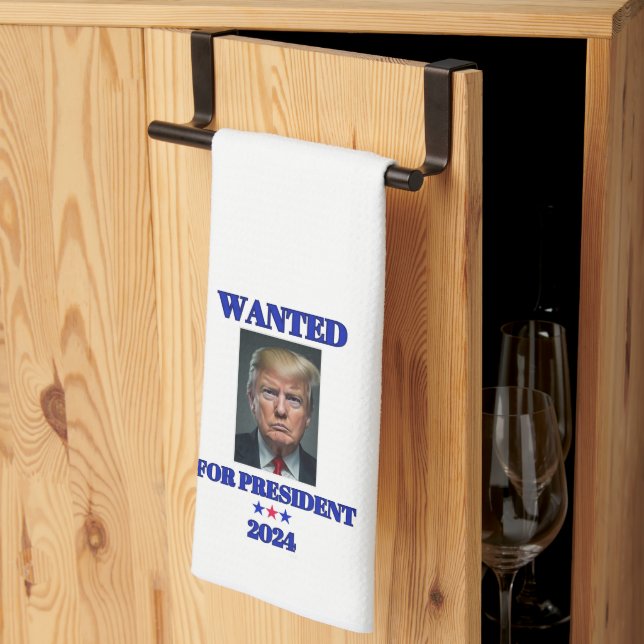 Wanted for President 2024 Donald Trump Kitchen Towel (Thirds Fold)