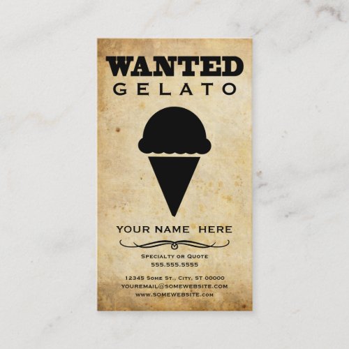 wanted : gelato business cards