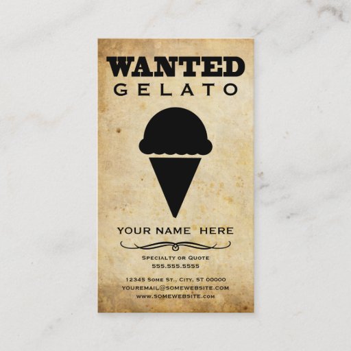 Customizable wanted : gelato business cards