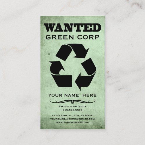 wanted  green corp business card