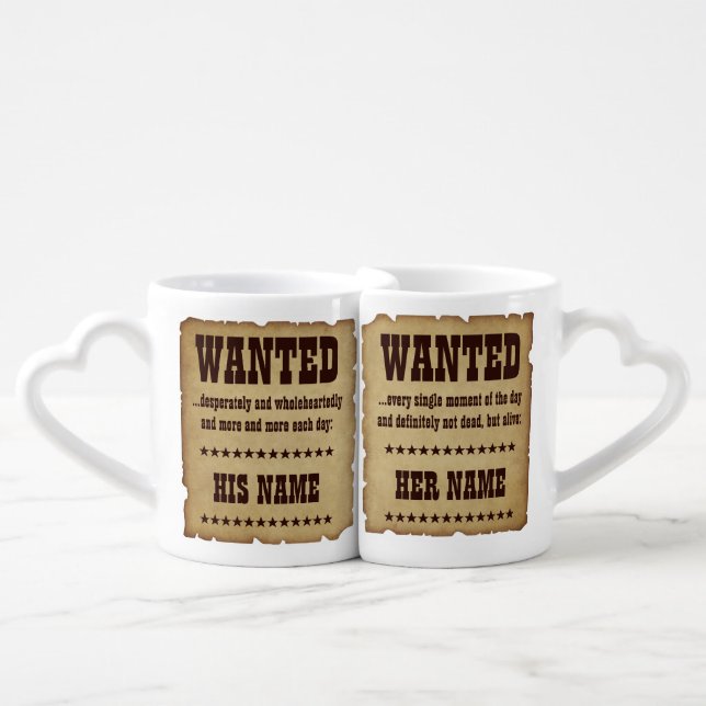 Wanted Him & Her Mug Set (Front Nesting)