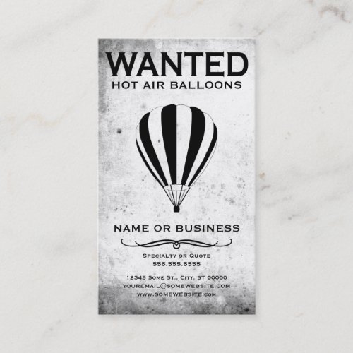 wanted : hot air balloons business card