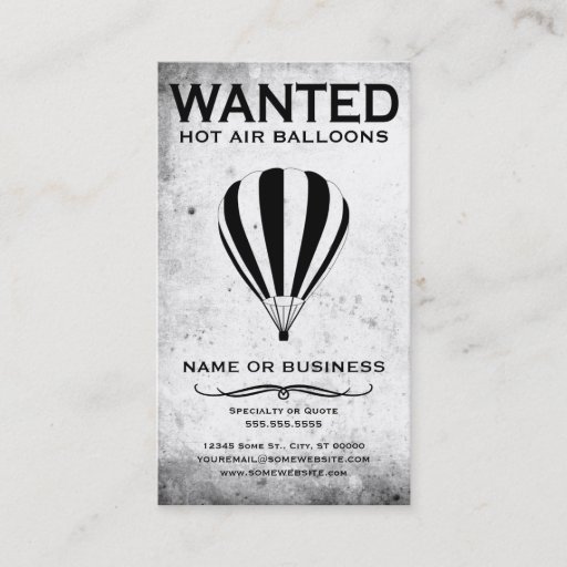 Customizable wanted : hot air balloons business card