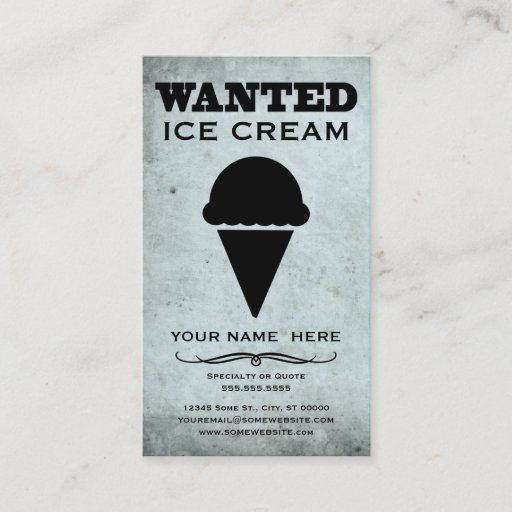Customizable wanted : ice cream business cards