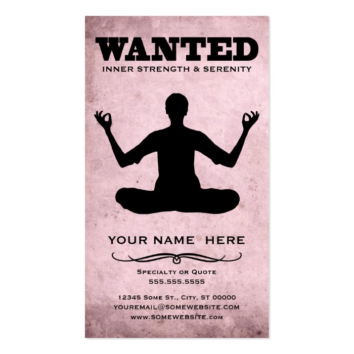 wanted  inner strength & serenity business card template