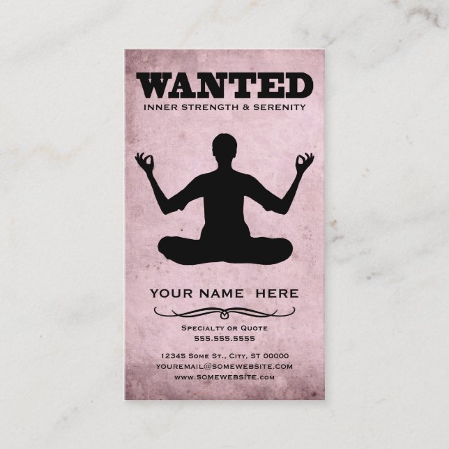 wanted : inner strength & serenity business card (Front)