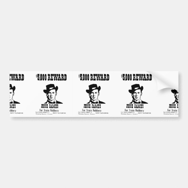 Wanted Jesse James Bumper Sticker (Front)