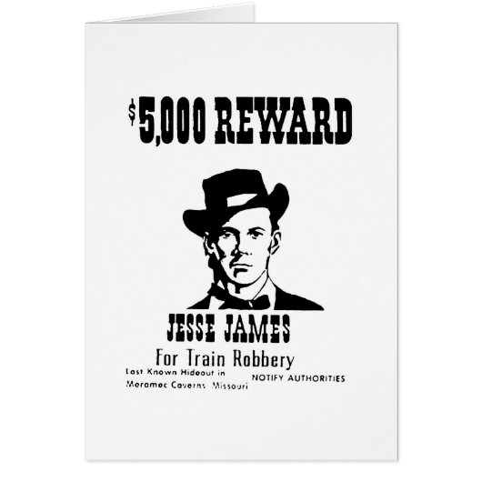 Wanted Jesse James Cards (Front)