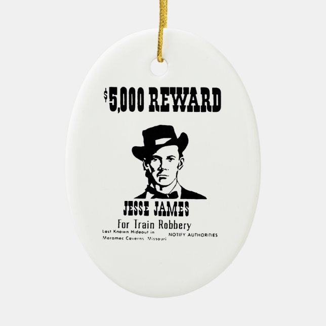 Wanted Jesse James Ceramic Ornament (Front)