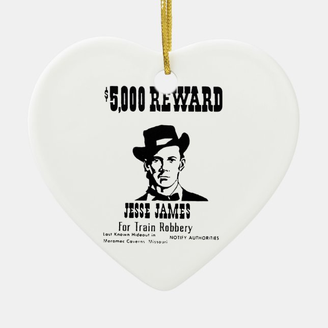 Wanted Jesse James Ceramic Ornament (Front)