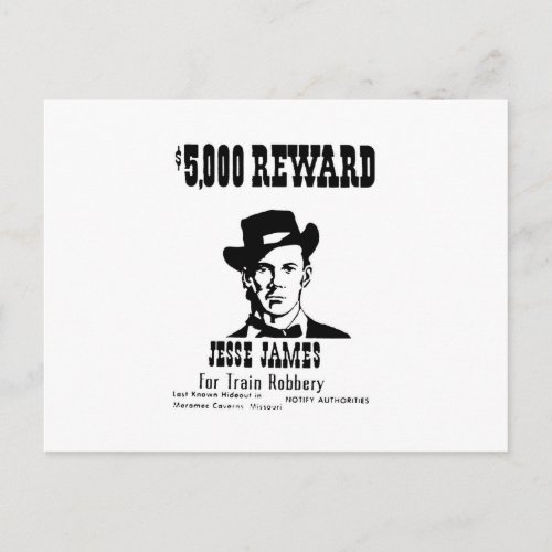 Wanted Jesse James Postcard
