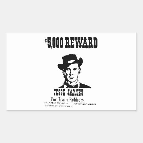 Wanted Jesse James Rectangular Sticker