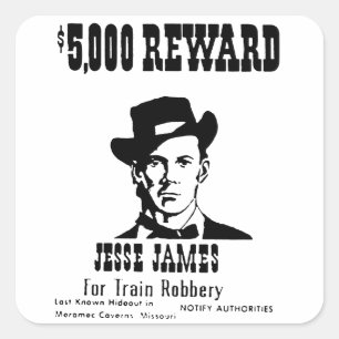 Wanted Jesse James Square Sticker