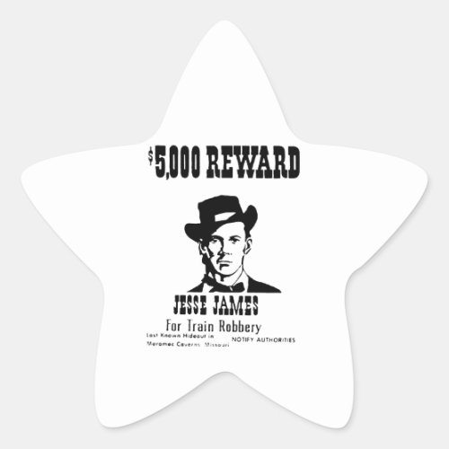 Wanted Jesse James Star Sticker