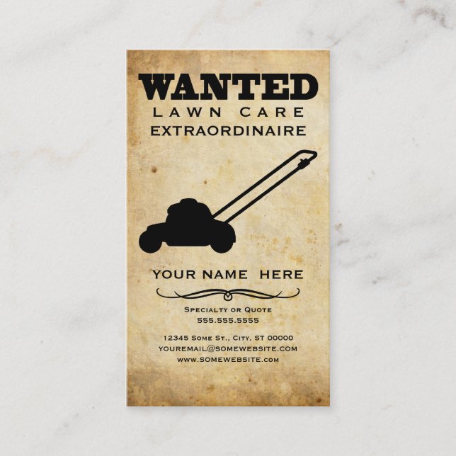 wanted : lawn care business card (Front)