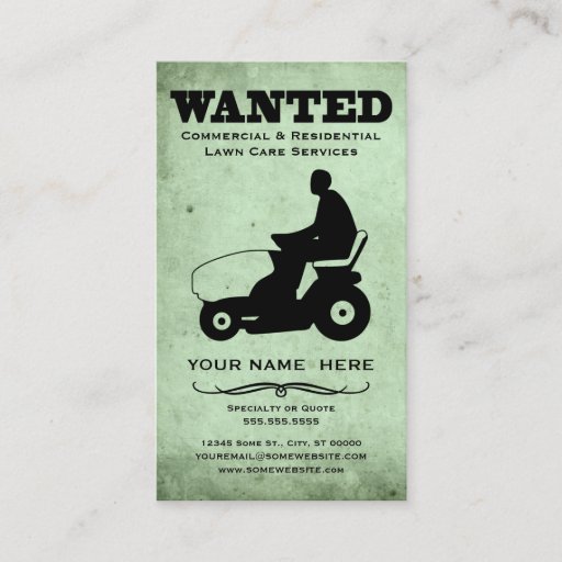 Customizable wanted : lawn care services business cards