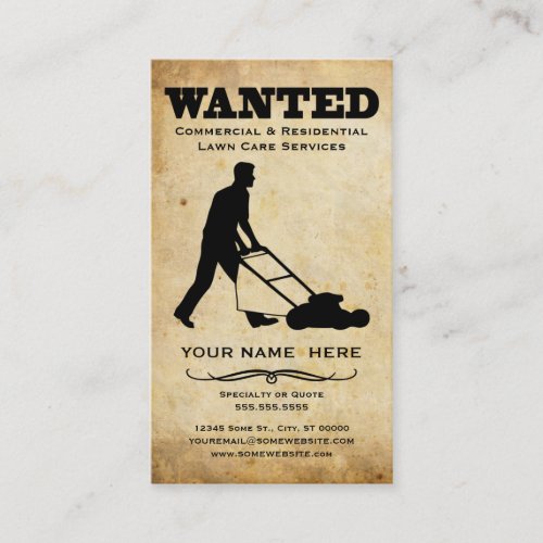 wanted : lawn care services business card template