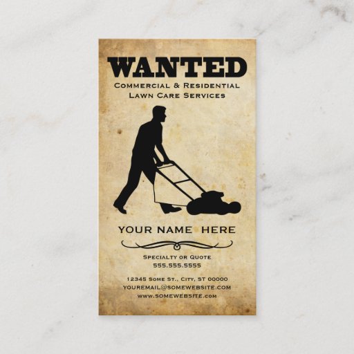 Customizable wanted : lawn care services business card template