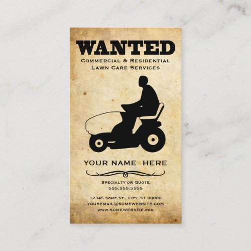 wanted  lawn care services business card