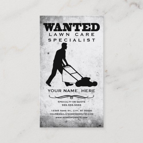 wanted  lawn care specialist business card