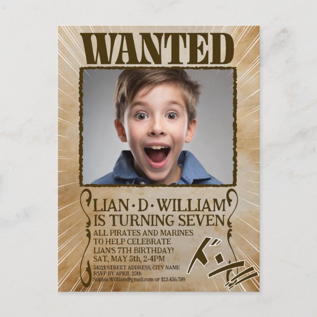  WANTED! manga style party Invitation card (Front)