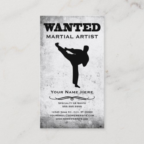 wanted : martial artist business cards