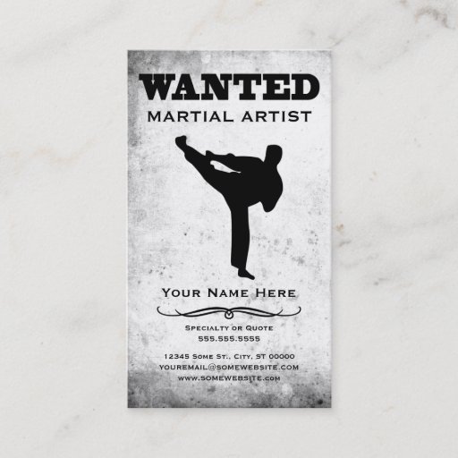 Customizable wanted : martial artist business cards