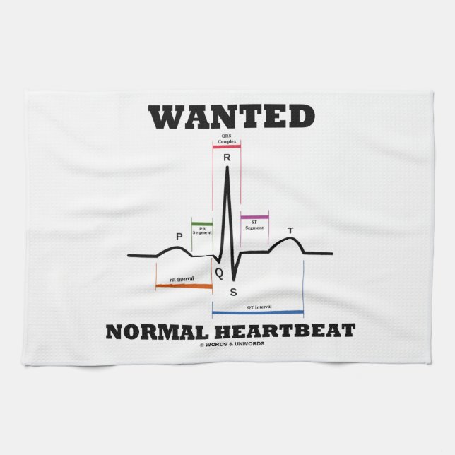 Wanted Normal Hearbeat (ECG/EKG Electrocardiogram) Towel (Horizontal)