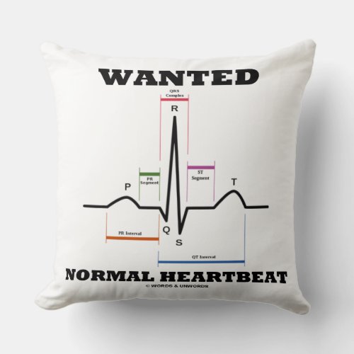 Wanted Normal Heartbeat Sinus Rhythm ECG EKG Throw Pillow