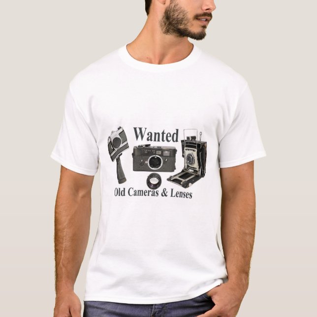 Wanted Old Cameras T-Shirt (Front)
