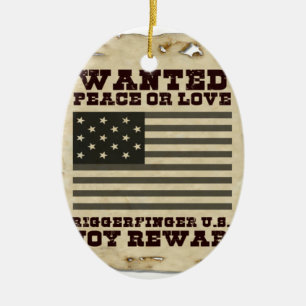 Wanted Peace Inspired Text Design Ceramic Ornament