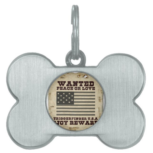 Wanted Peace Pet Tag (Front)