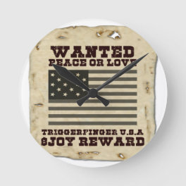 Wanted Peace Round Clock