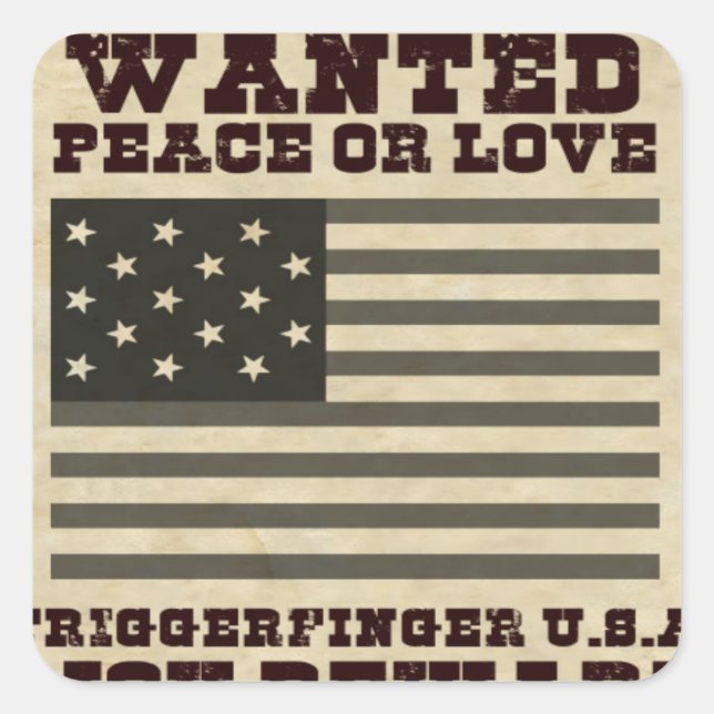 Wanted Peace Square Sticker (Front)
