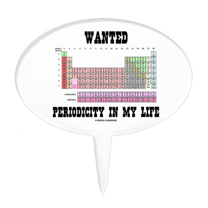 Wanted Periodicity In My Life (Periodic Table) Cake Picks