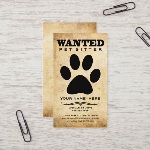 wanted : pet sitter business card templates