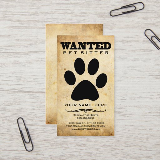 Customizable wanted : pet sitter business card templates