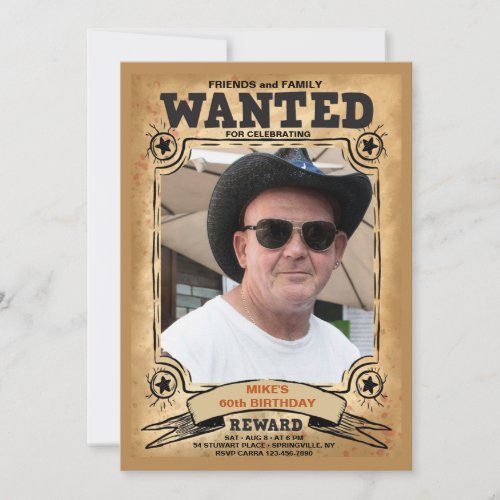 Wanted Photo Frame Invitation