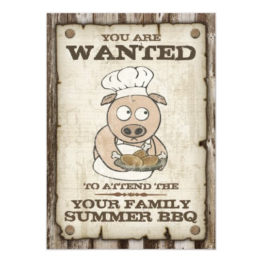 wanted pig bbq invitations