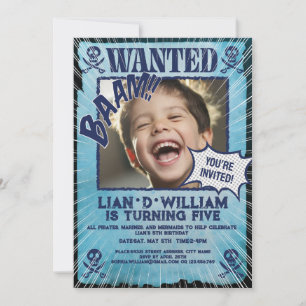 WANTED! Pirates birthday party Invitation card