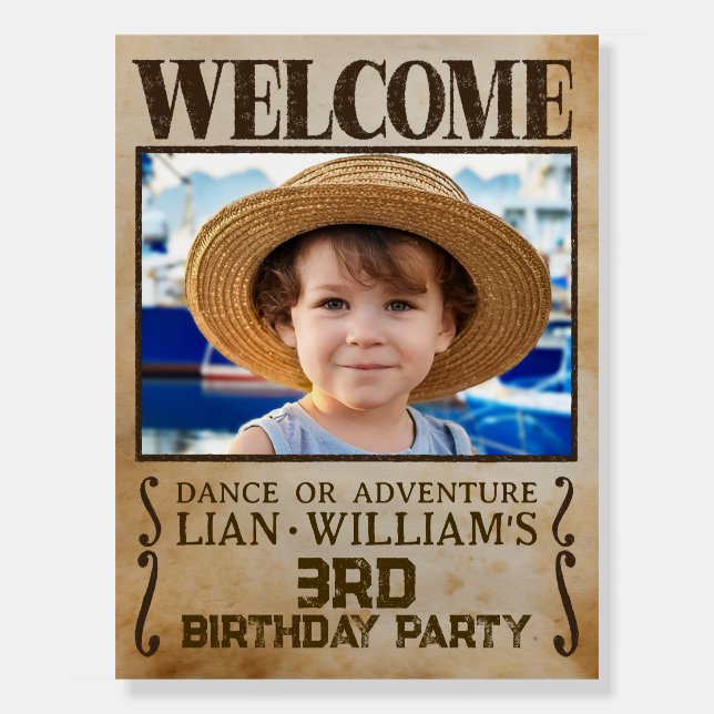 WANTED! Pirates birthday party welcome poster (Front)