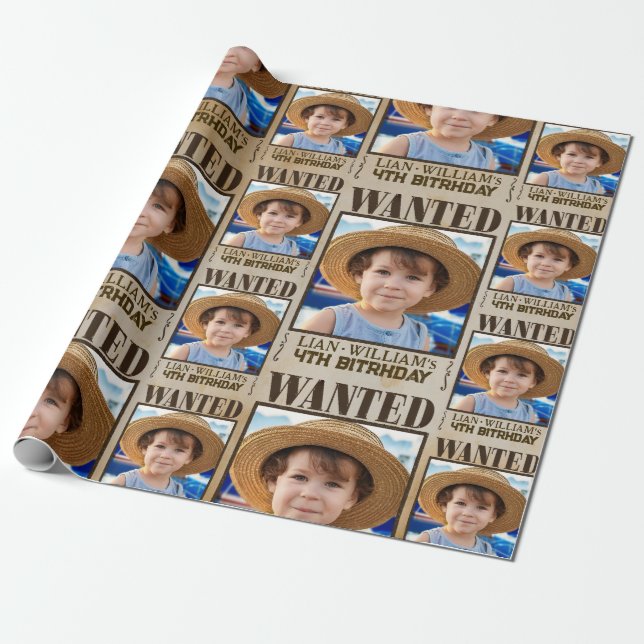 WANTED! Pirates birthday party Wrapping Paper (Unrolled)
