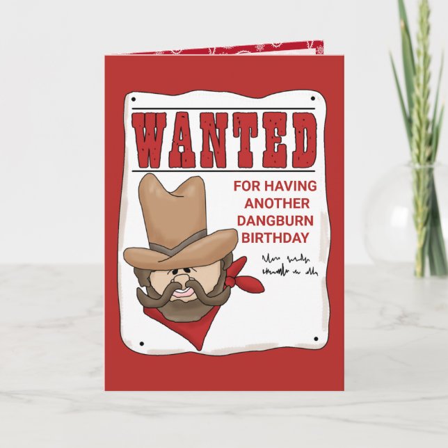 Wanted Poster Birthday Greeting Card (Front)