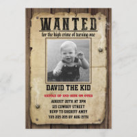 Wanted Poster Boy First Birthday Cowboy