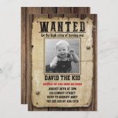Wanted Poster Boy First Birthday Cowboy Invitation (Front/Back)